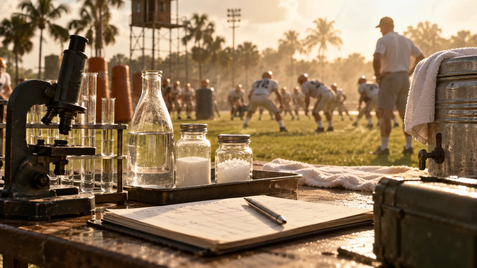 Minh họa nguồn gốc Gatorade từ nghi&ecirc;n cứu b&ugrave; nước v&agrave; điện giải cho vận động vi&ecirc;n