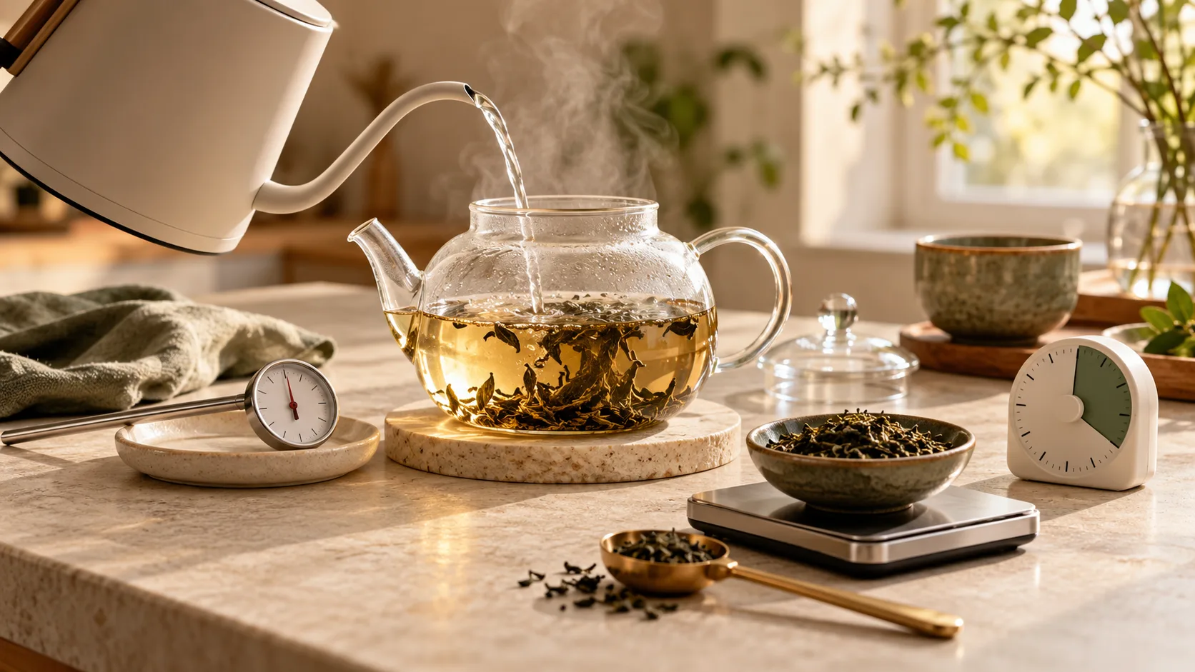 Nhiệt độ nước, thời gian hãm và tỷ lệ trà nước ảnh hưởng đến cách pha trà