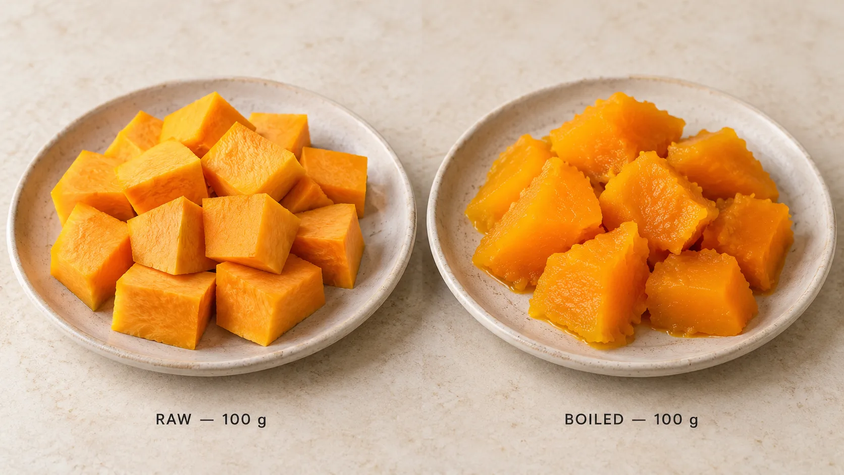 So s&aacute;nh 100 g b&iacute; đỏ sống v&agrave; b&iacute; đỏ luộc