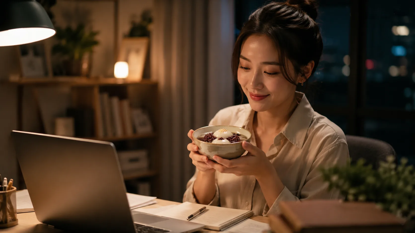 Thưởng thức bát chè trôi nước nhân đậu đỏ nhanh gọn sau giờ làm việc bận rộn