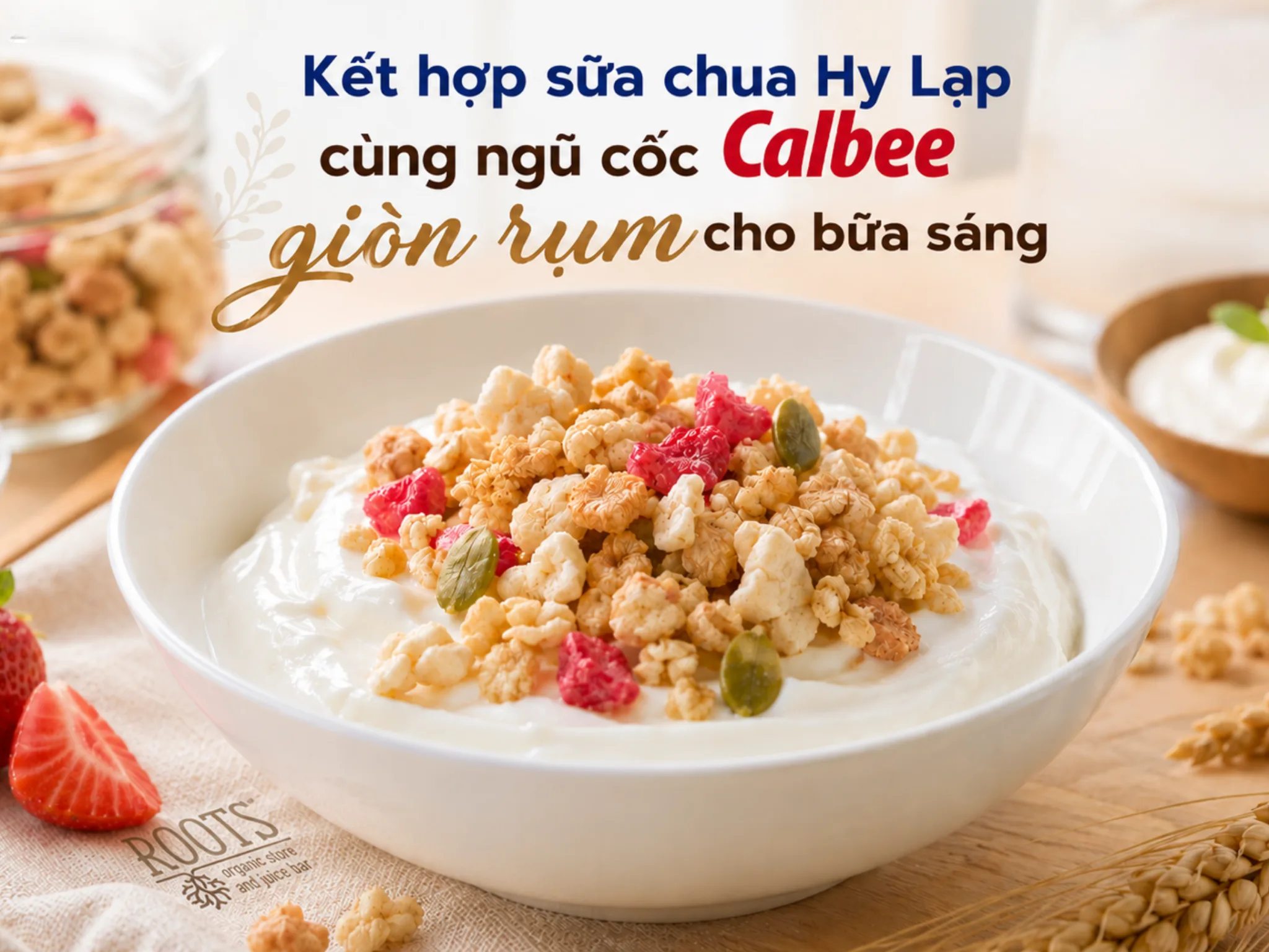 Kết hợp sữa chua Hy Lạp cùng ngũ cốc Calbee