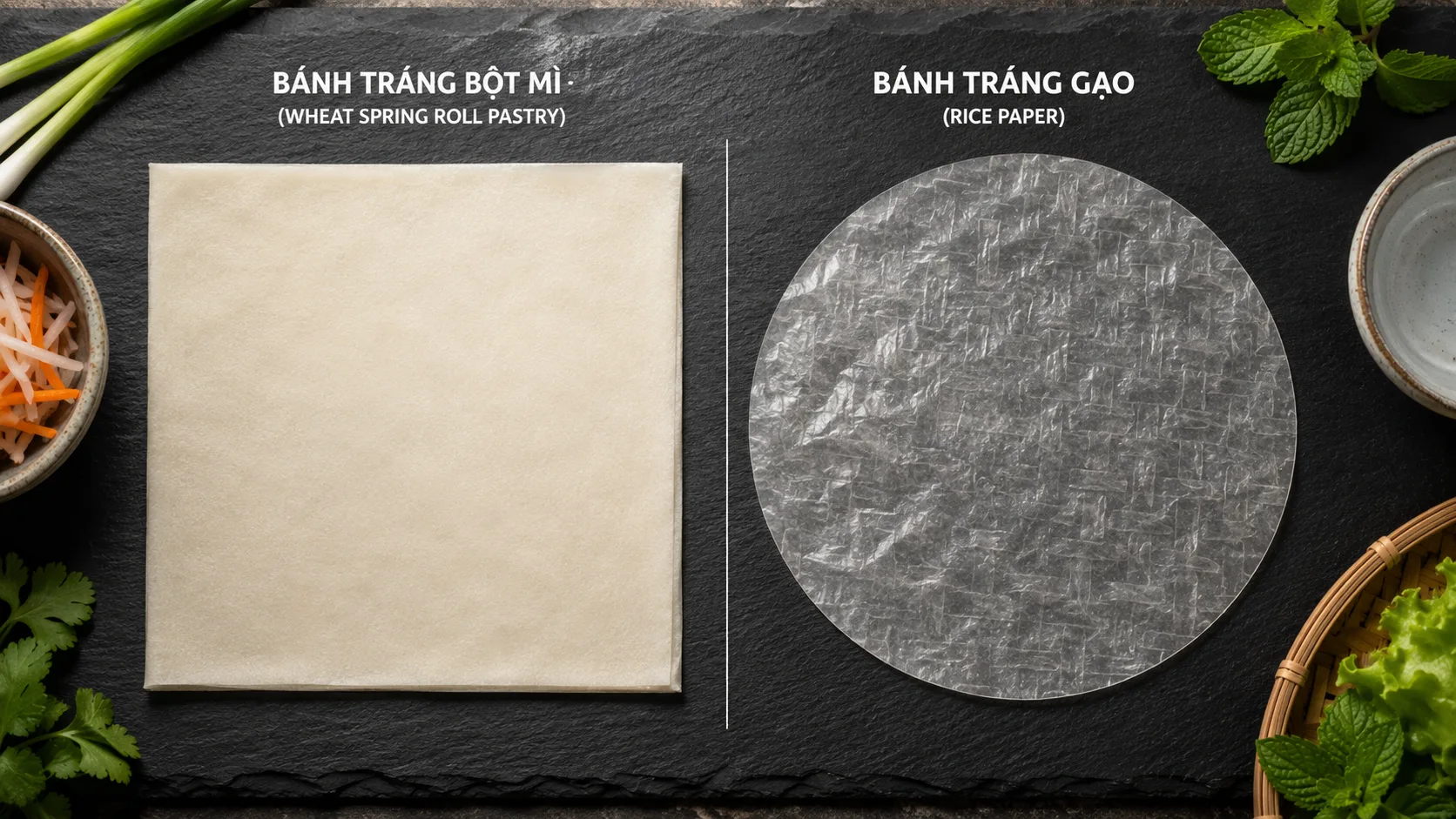 So sánh sự khác nhau giữa bánh tráng bột mì và bánh tráng gạo
