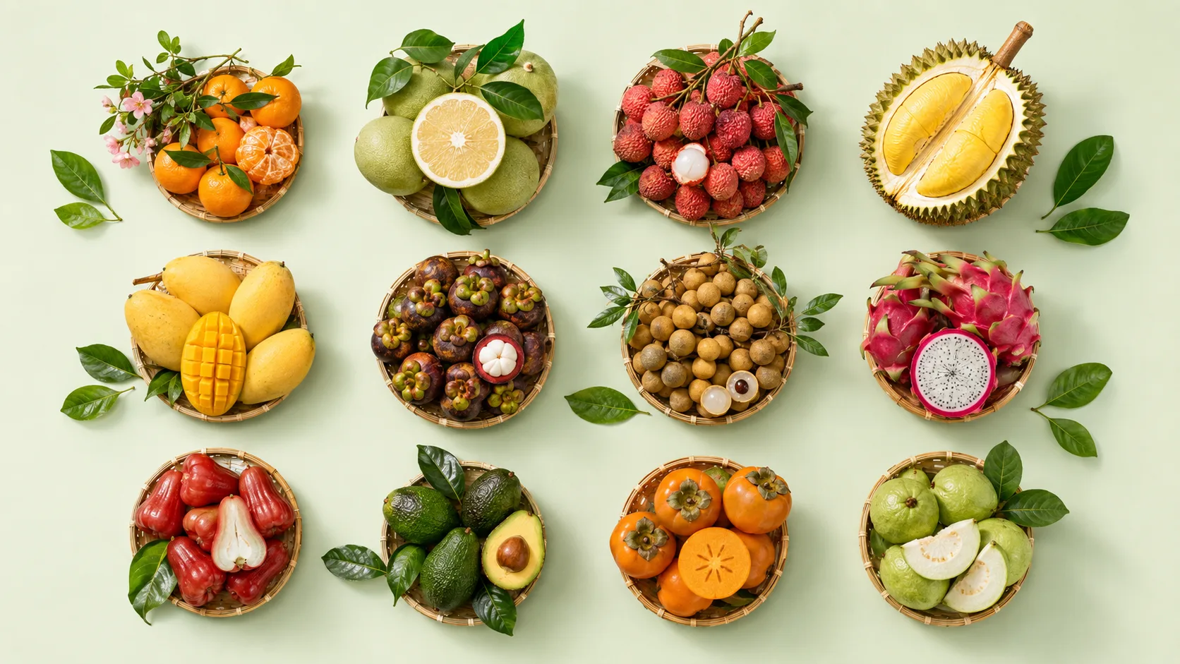 Summary table of the seasonal calendar for various Vietnamese fruits throughout the 12 months of the year