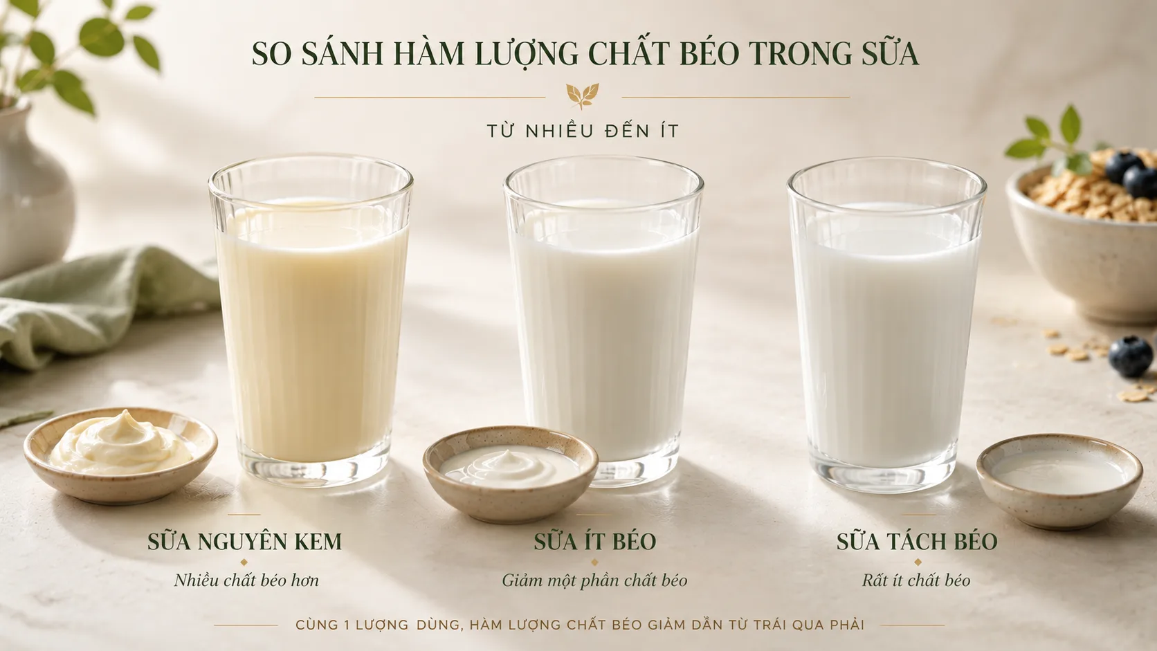 Sữa ít béo là sữa đã giảm một phần chất béo từ sữa nguyên kem