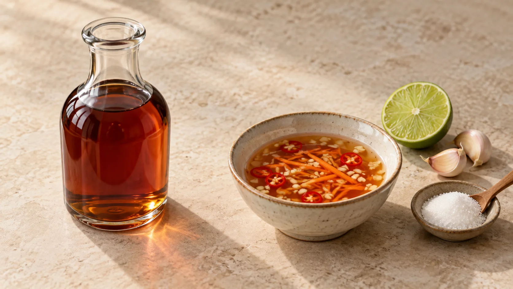 Difference between Vietnamese fish sauce nuoc mam and prepared nuoc cham dipping sauce