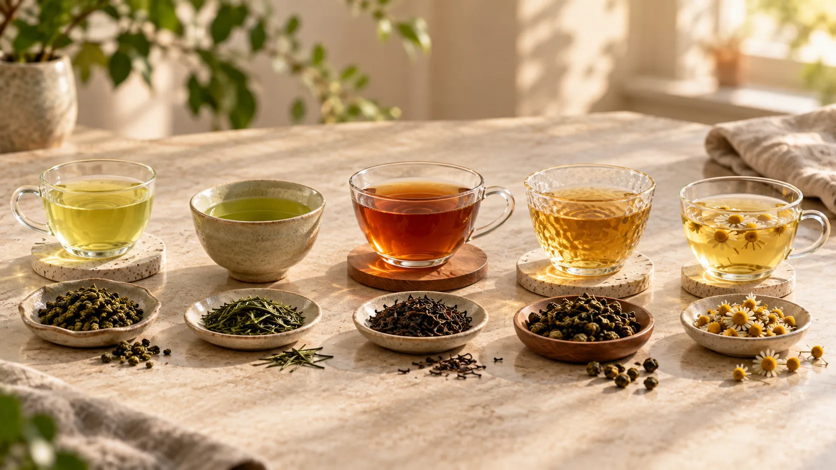 Các loại trà xanh Sencha trà đen ô long và trà thảo mộc có cách pha khác nhau