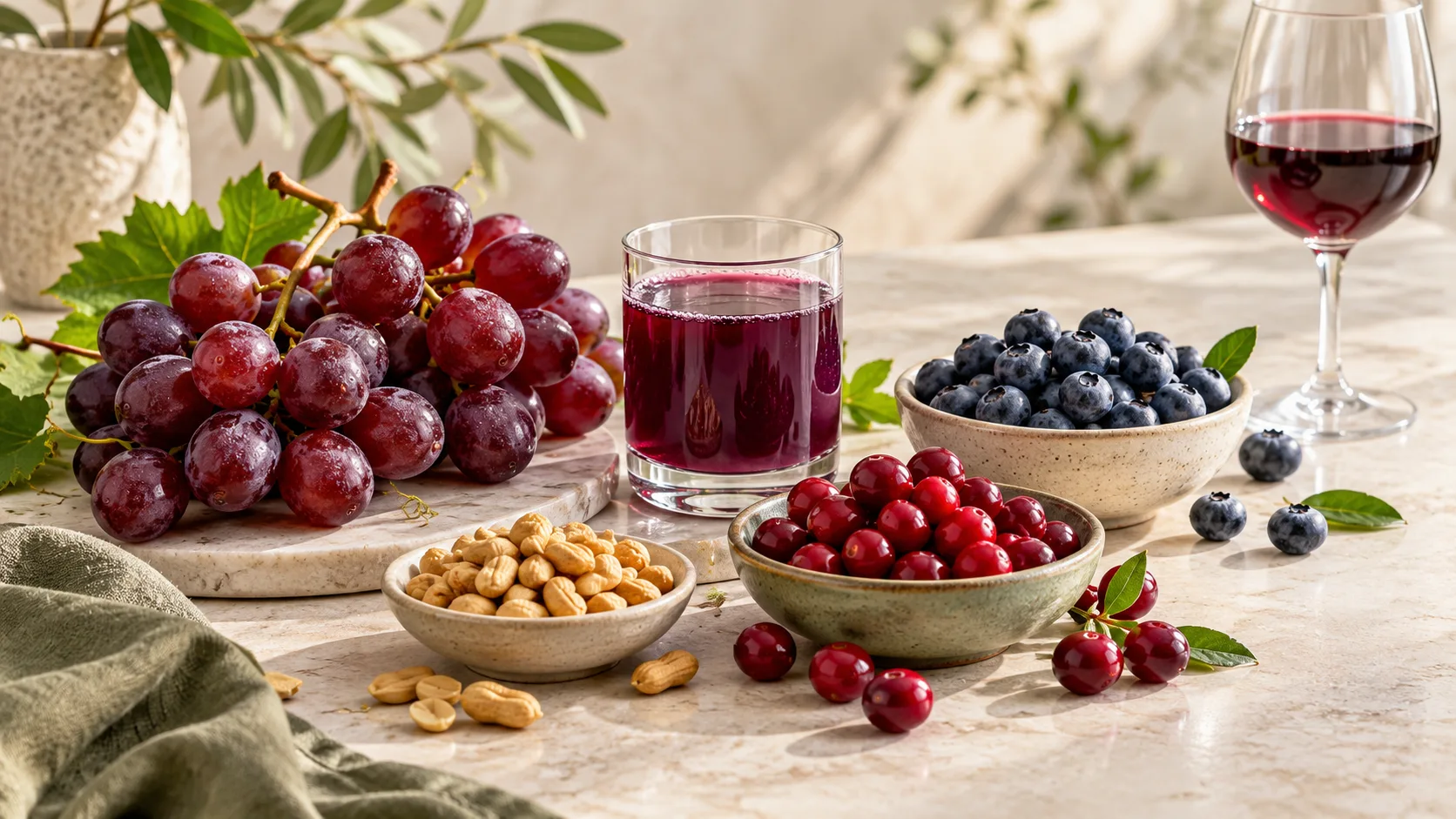 Nho nước ép nho việt quất cranberry và đậu phộng là các nguồn resveratrol