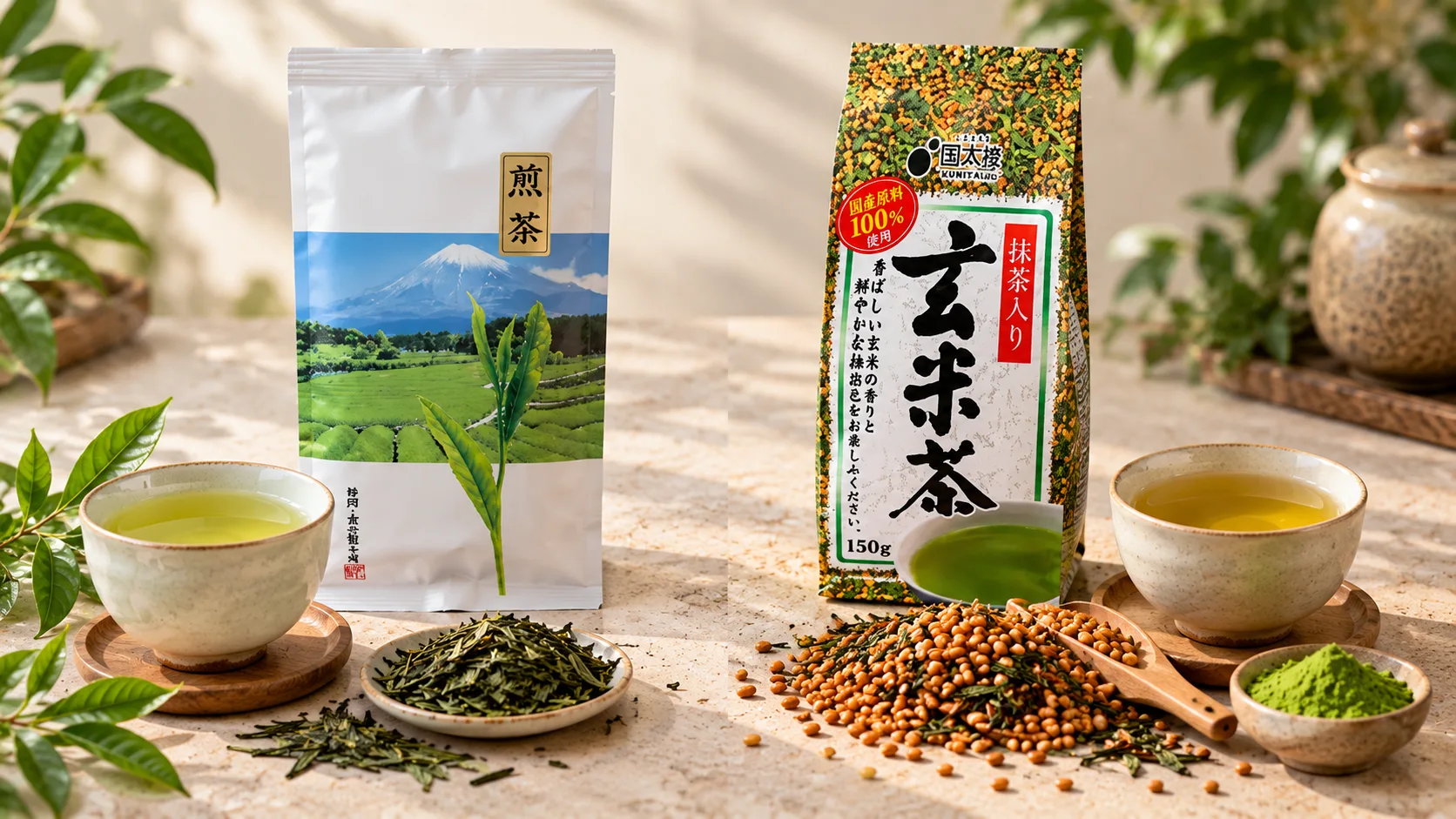 So sánh trà xanh Sencha Nhật và Genmaicha với gạo rang