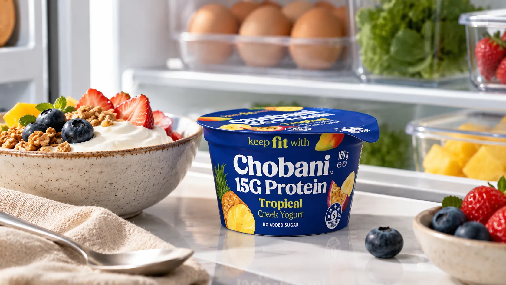 Sữa chua Hy Lạp Chobani Fit dùng nhanh cho bữa sáng hoặc bữa phụ giàu protein