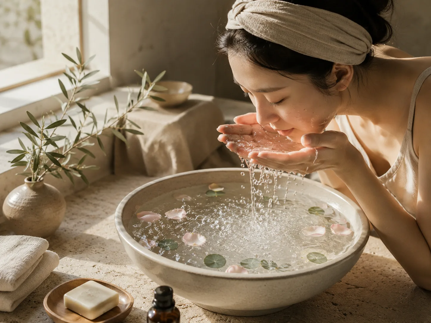 Rửa mặt bằng nước kho&aacute;ng c&oacute; gas