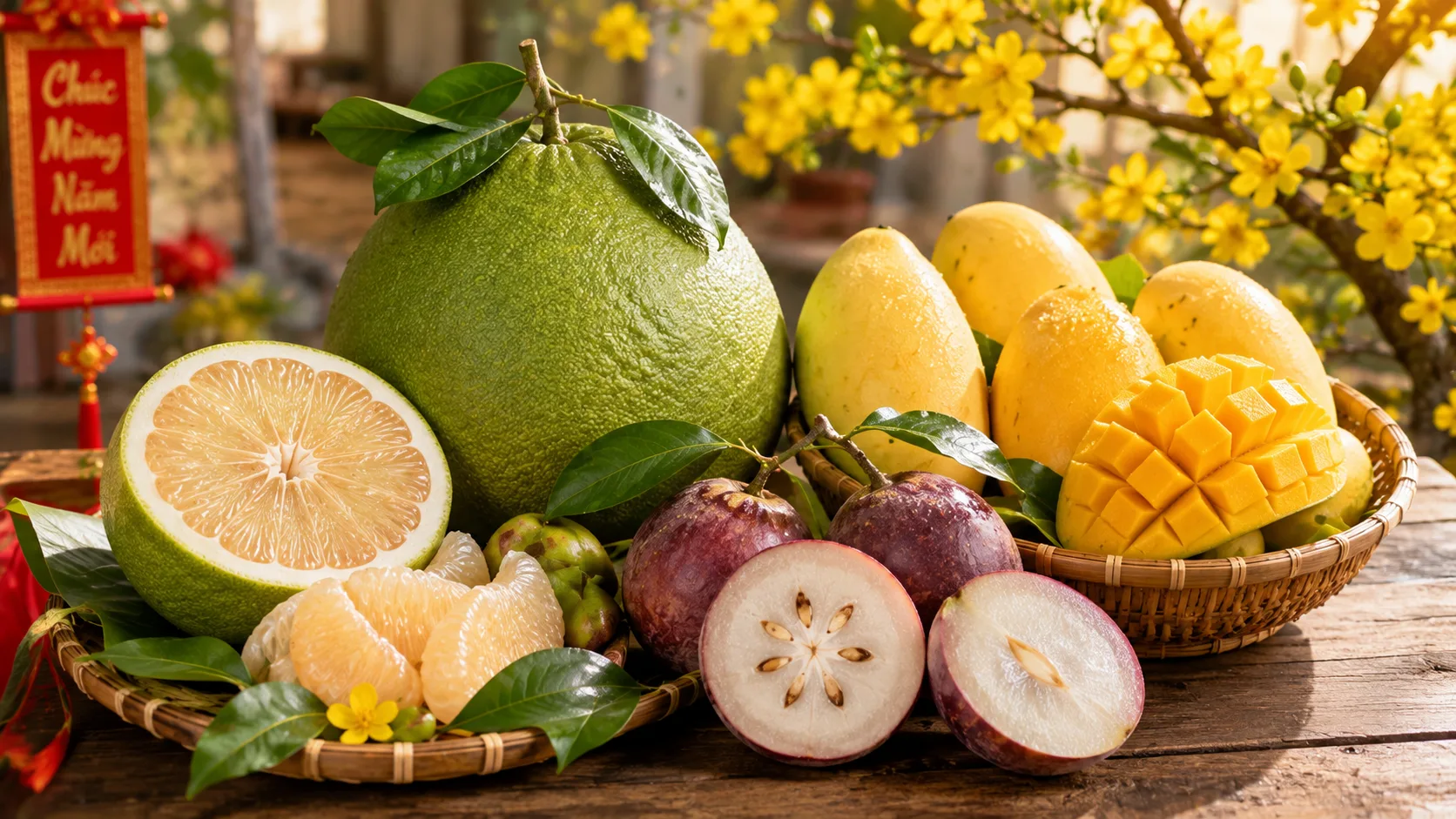 Spring fruits in Vietnam are characterized by pomelo, star apple, and sweet mango