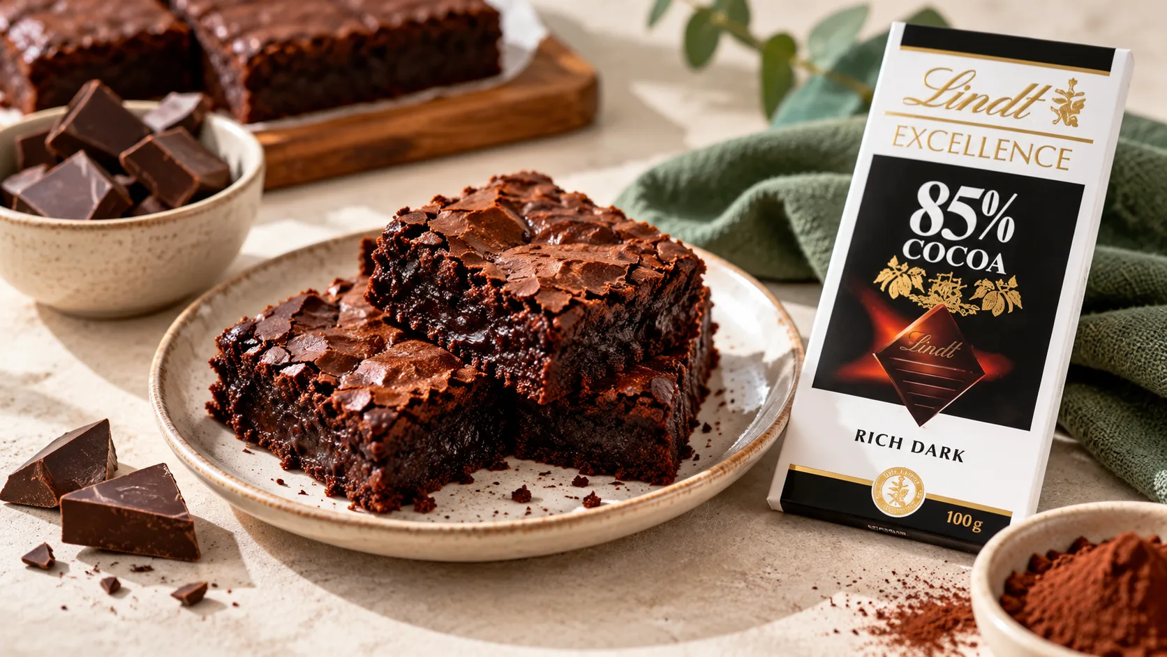 Brownie làm từ chocolate thanh thường có bước làm tan chocolate cùng chất béo trước khi trộn vào phần nguyên liệu còn lại.