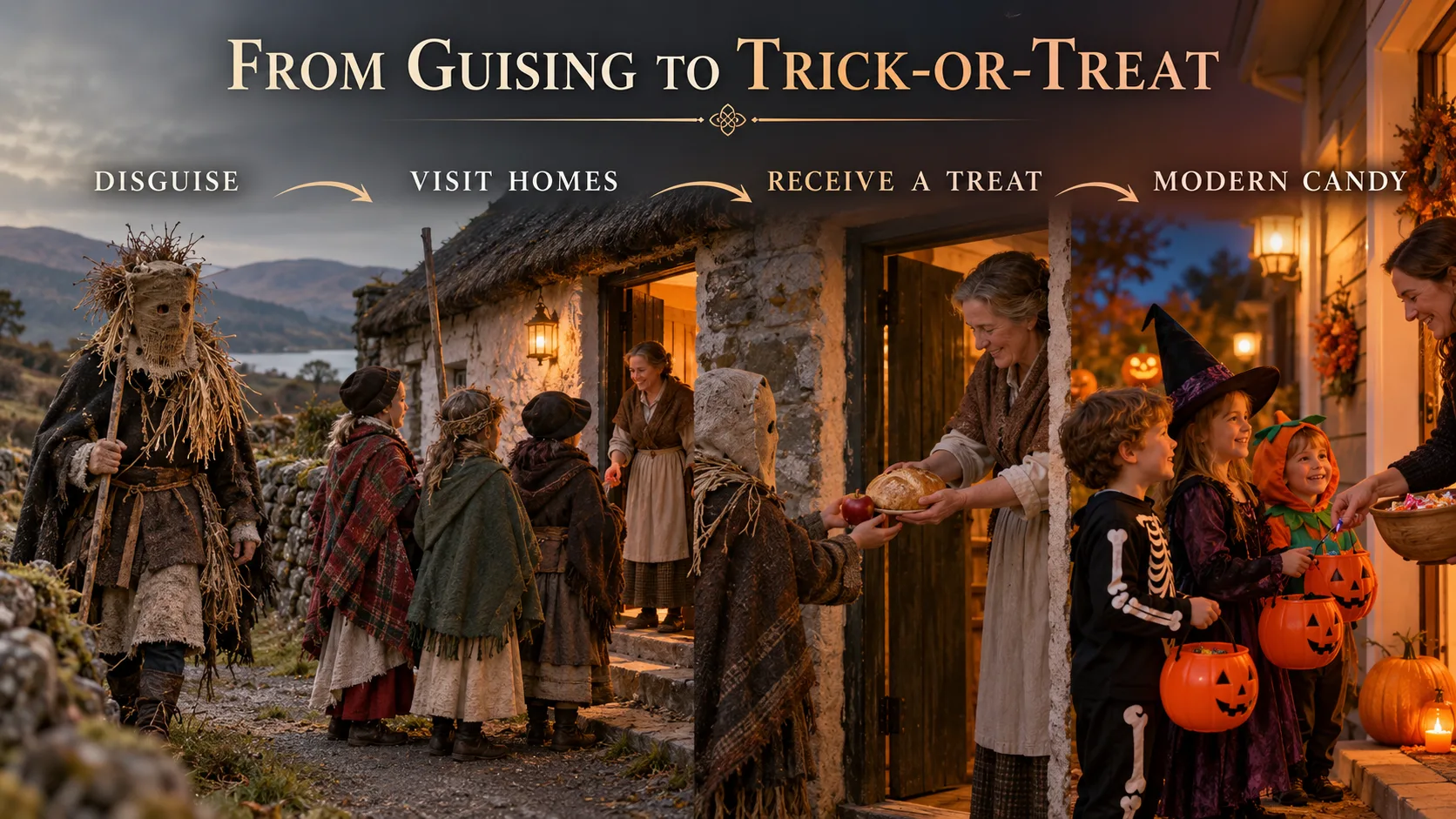 Từ tục hóa trang đi từng nhà đến phong tục trick or treat hiện đại