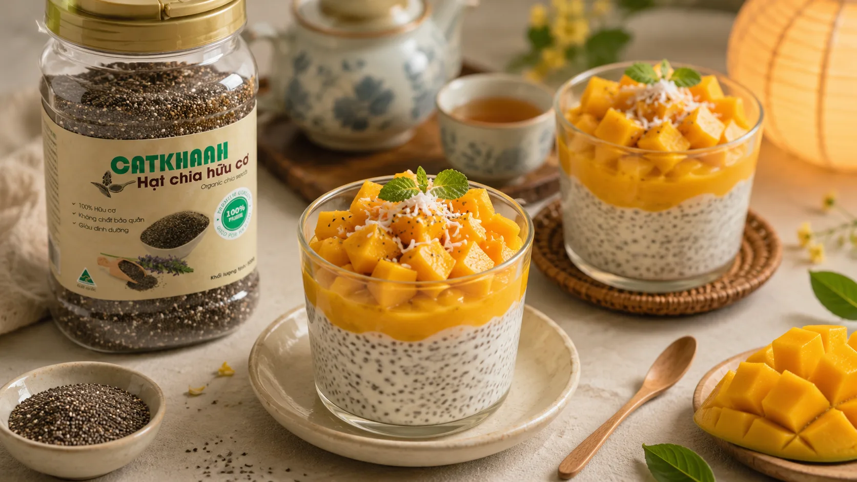 Chia pudding xo&agrave;i dừa &iacute;t đường cho m&acirc;m cỗ Trung Thu