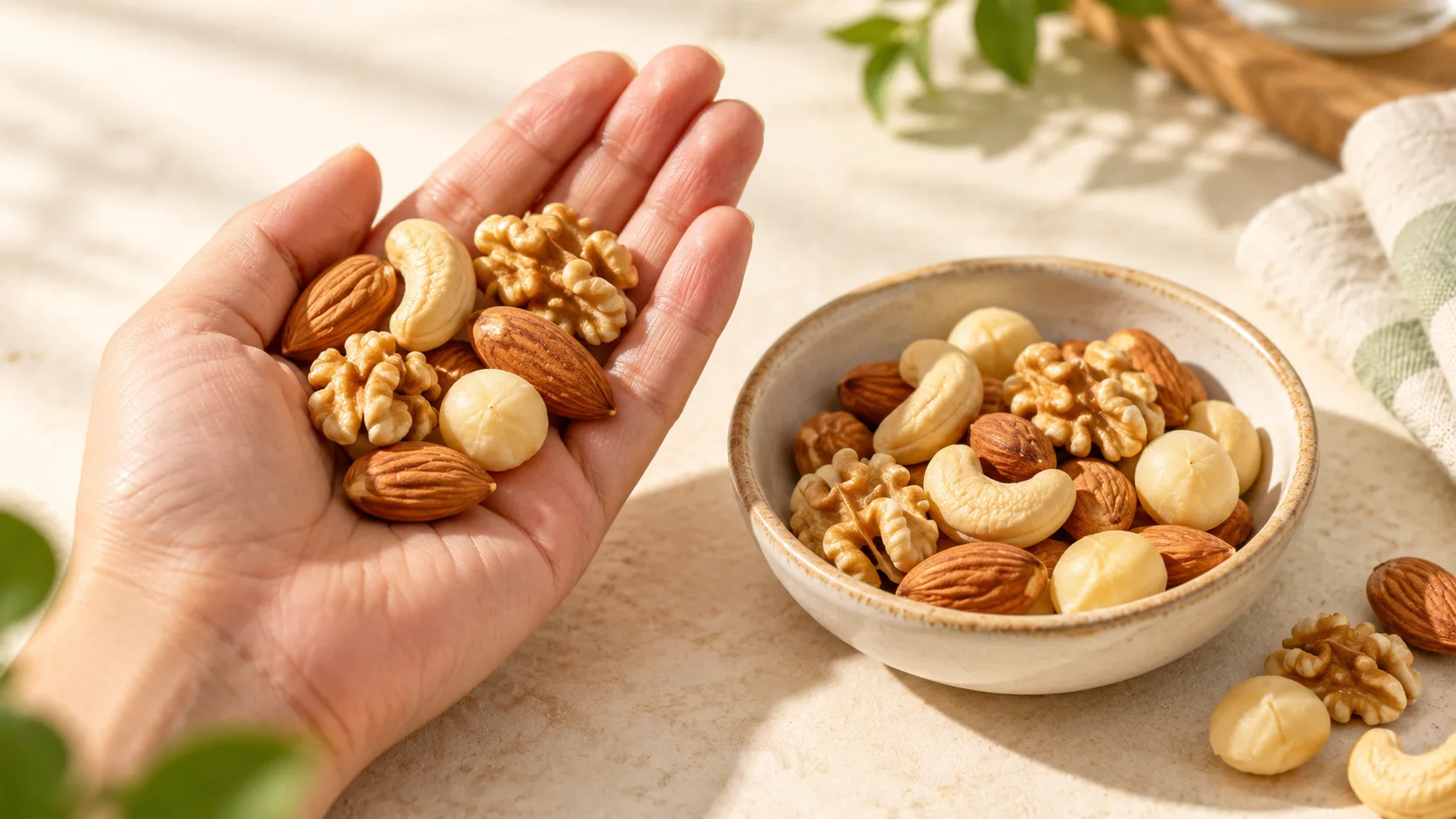 Khẩu phần khoảng 28 gram hạt dinh dưỡng tương đương một nắm nhỏ