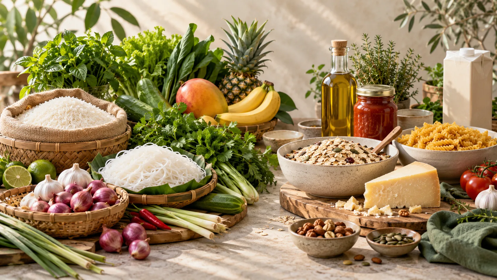 Local Vietnamese groceries compared visually with imported specialty foods