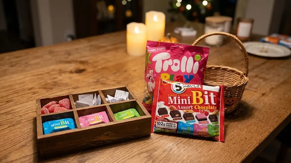 Hộp kẹo bí mật chia ngăn đựng kẹo dẻo và chocolate tự thưởng trong buổi tối Halloween tại nhà