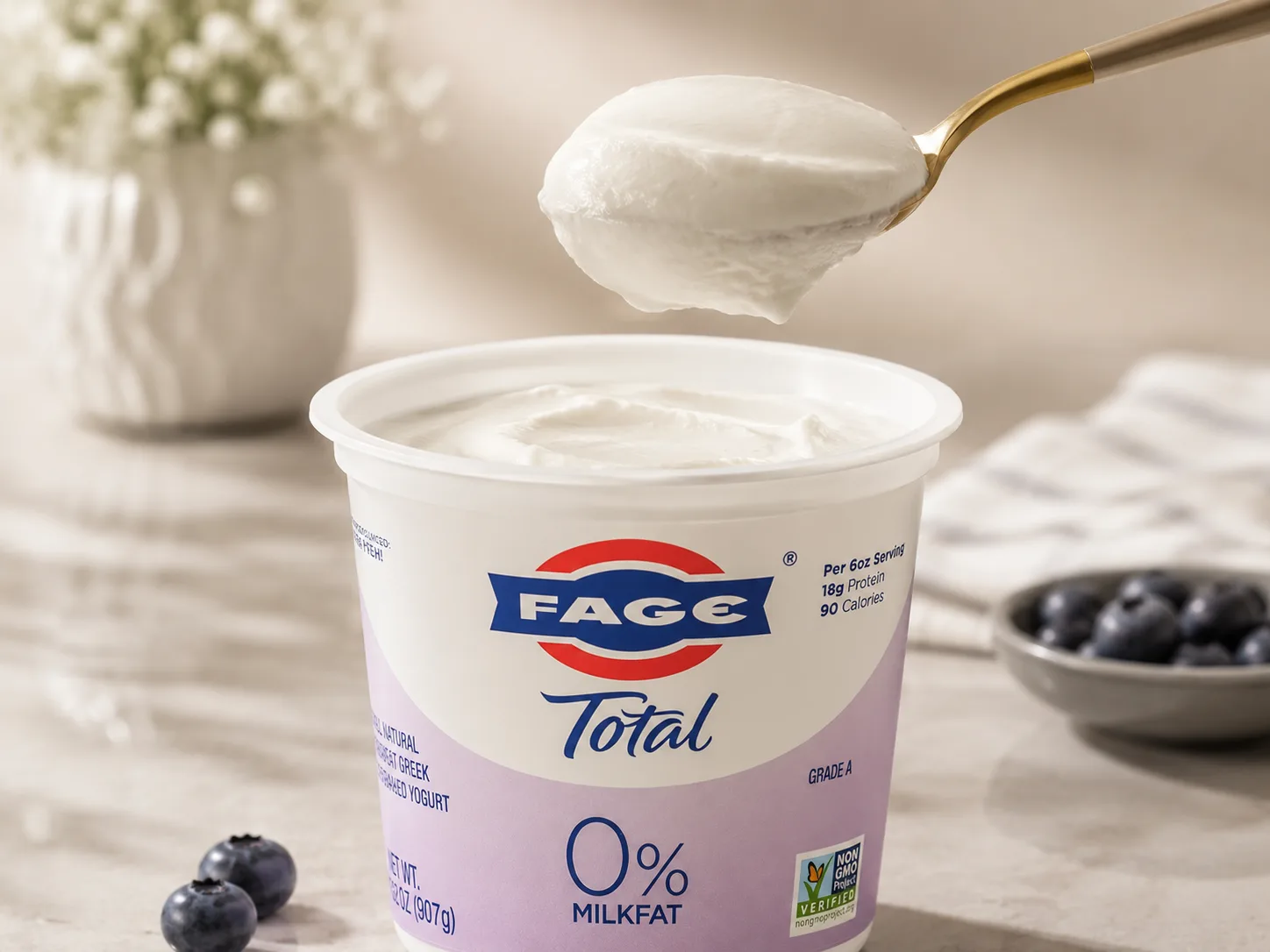 Kết cấu siêu đặc nguyên bản của sữa chua Hy Lạp Fage.