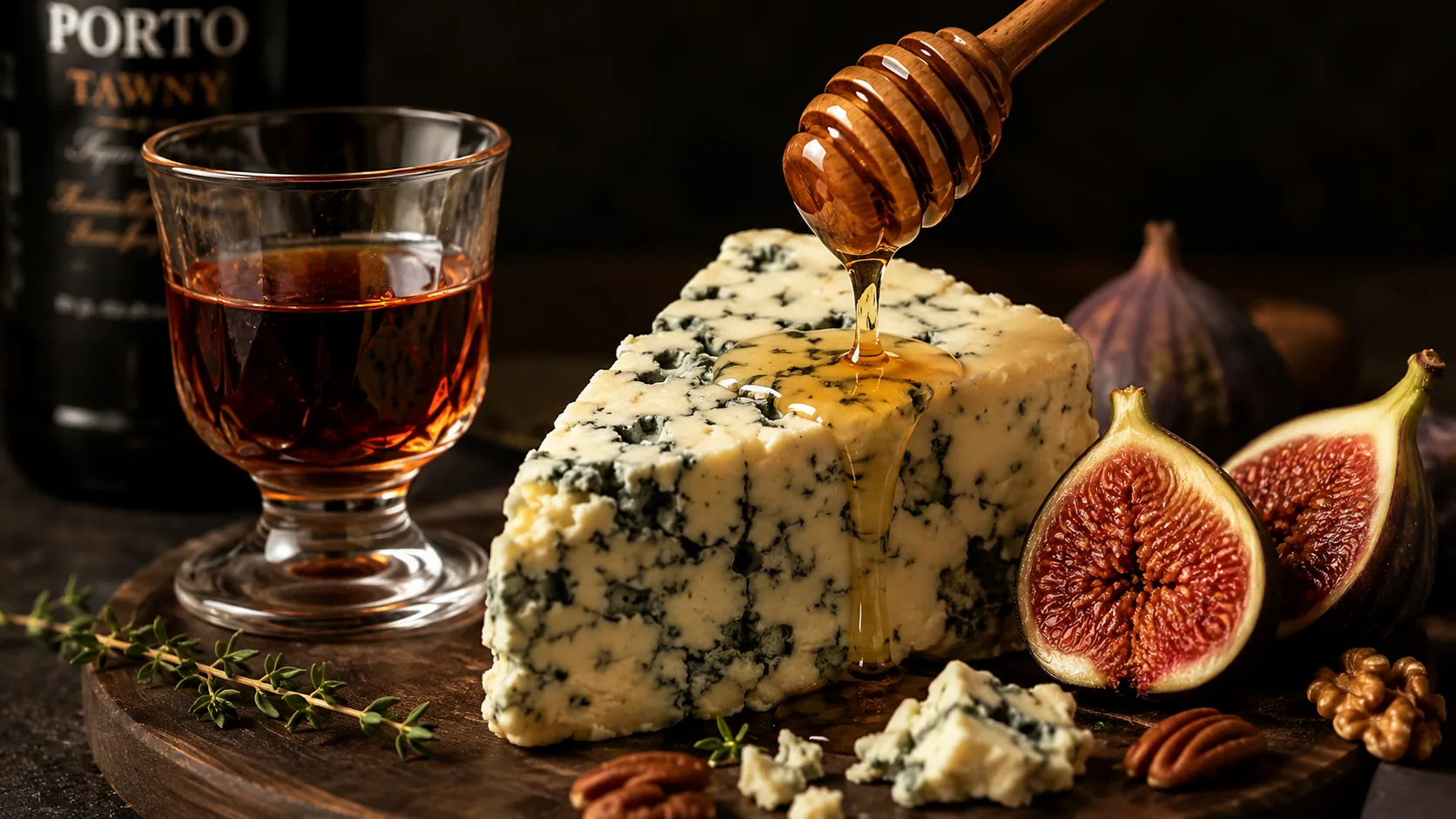Ph&ocirc; mai xanh blue cheese uống c&ugrave;ng rượu vang ngọt