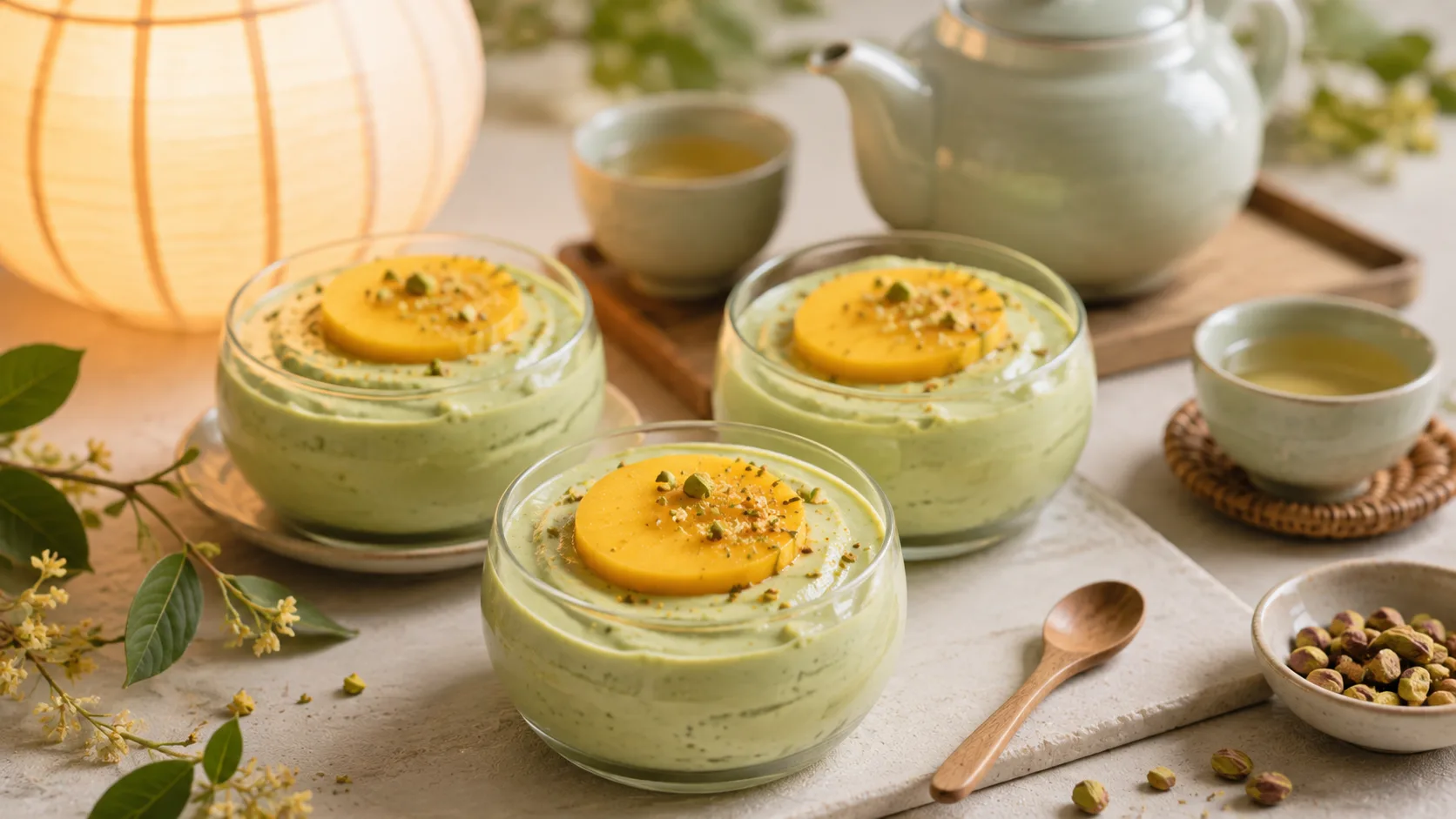 Matcha Greek Yogurt Moon Cup cho m&acirc;m cỗ Trung Thu healthy