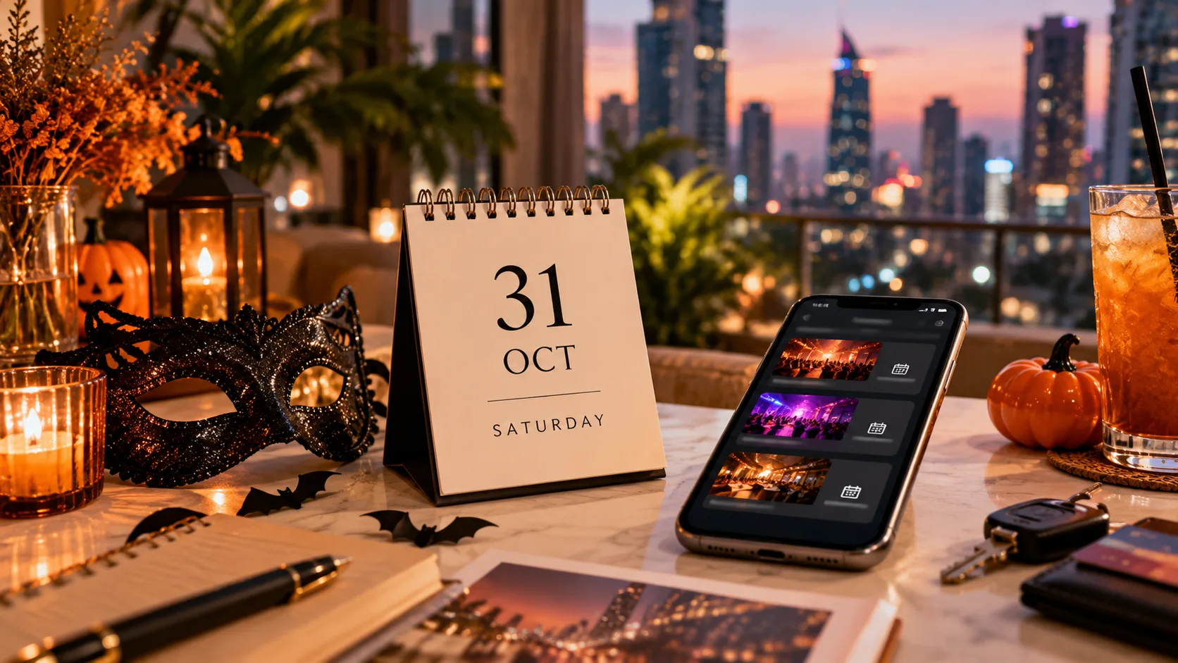 Calendar and event-planning setup showing Halloween on Saturday, October 31, 2026