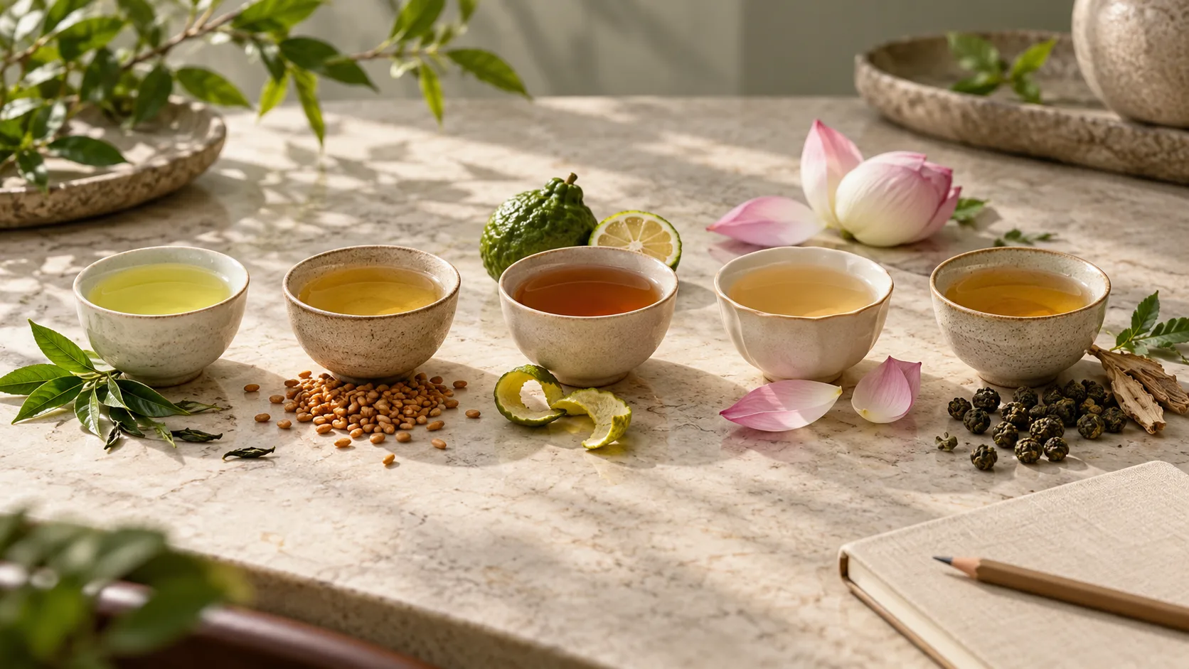 Các phong cách trà dành cho người thích vị xanh hương rang citrus hoa sen và ô long