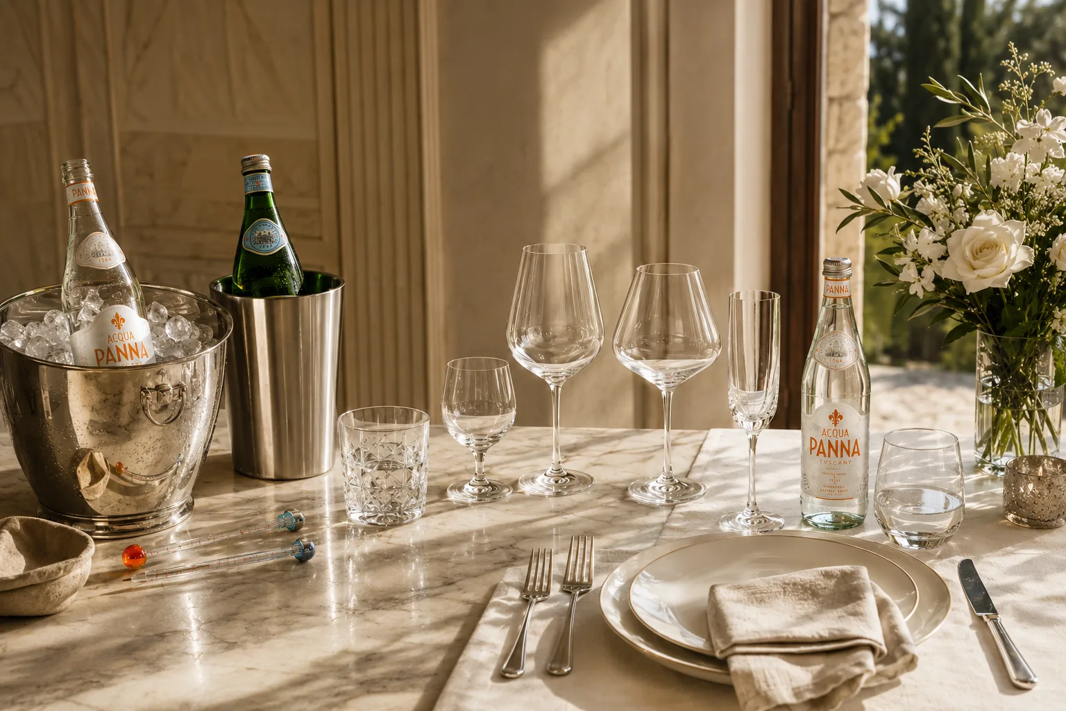 Chuẩn bị b&agrave;n tiệc Water Pairing tại nh&agrave;