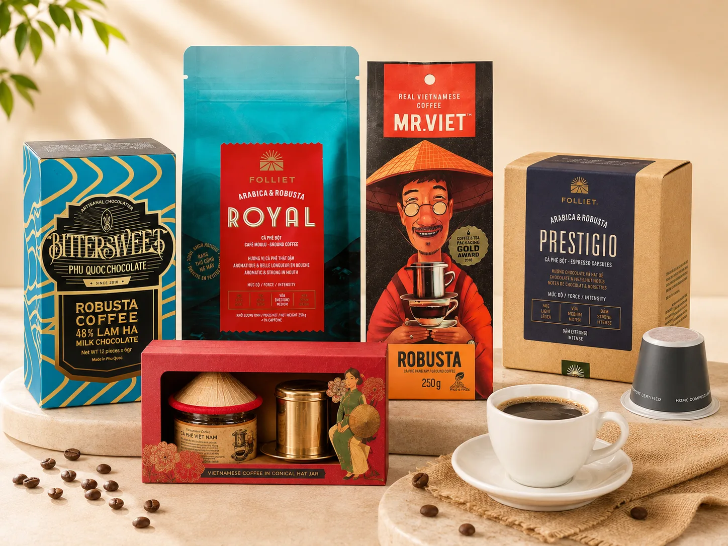 Premium Vietnamese Coffee, Capsules, and Coffee Chocolate Gift Sets