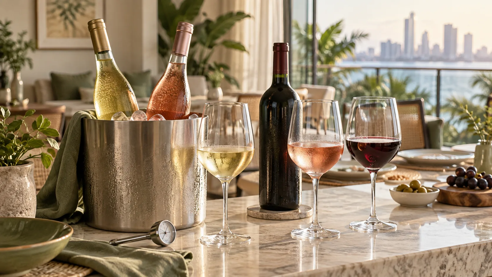 Nhiệt độ phục vụ phù hợp cho vang đỏ trắng và rosé