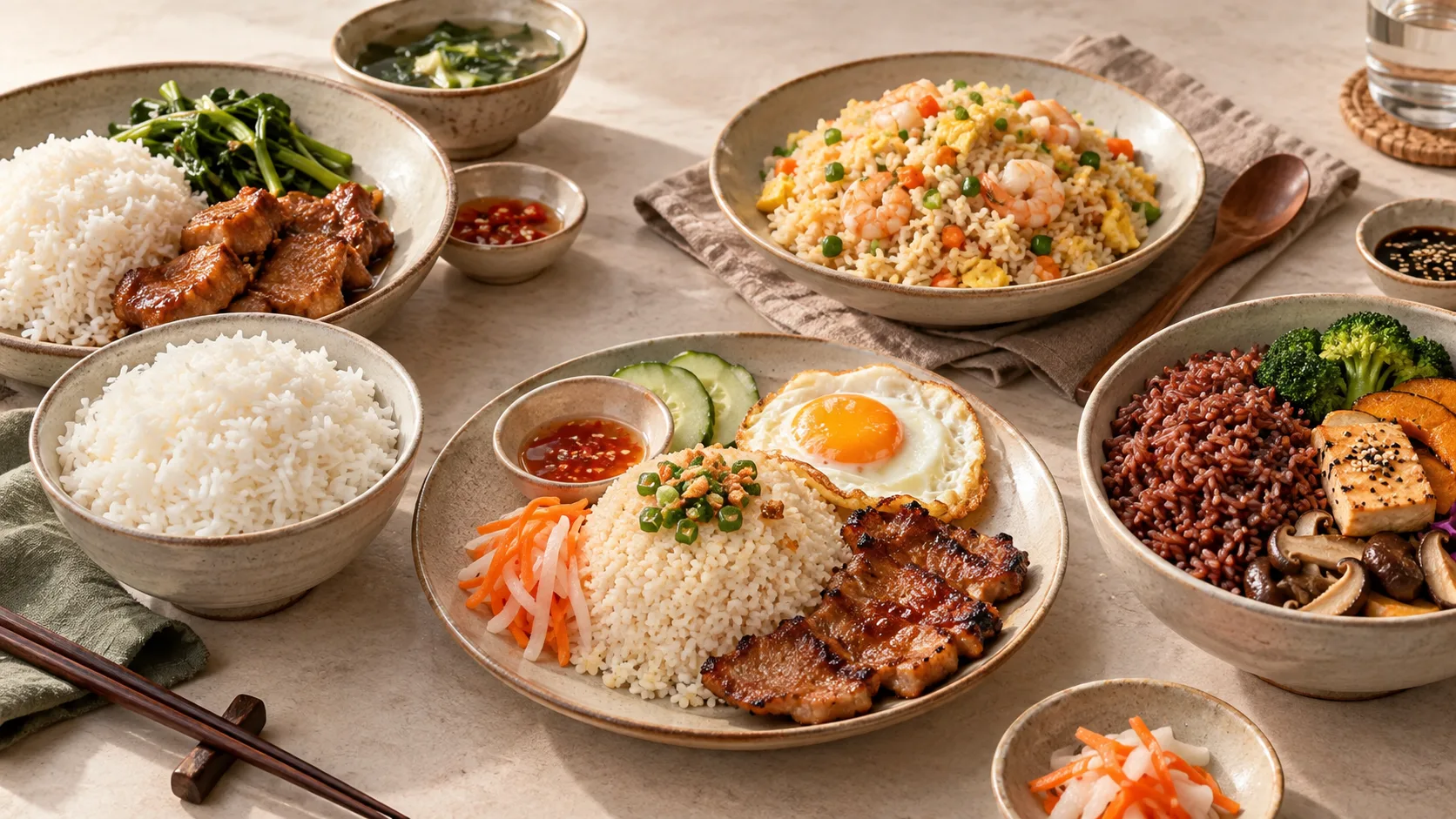 Vietnamese rice choices for family meals com tam fried rice and grain bowls