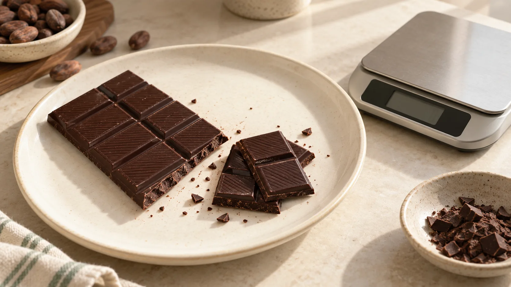 Khẩu phần dark chocolate khoảng 20 đến 30 gram
