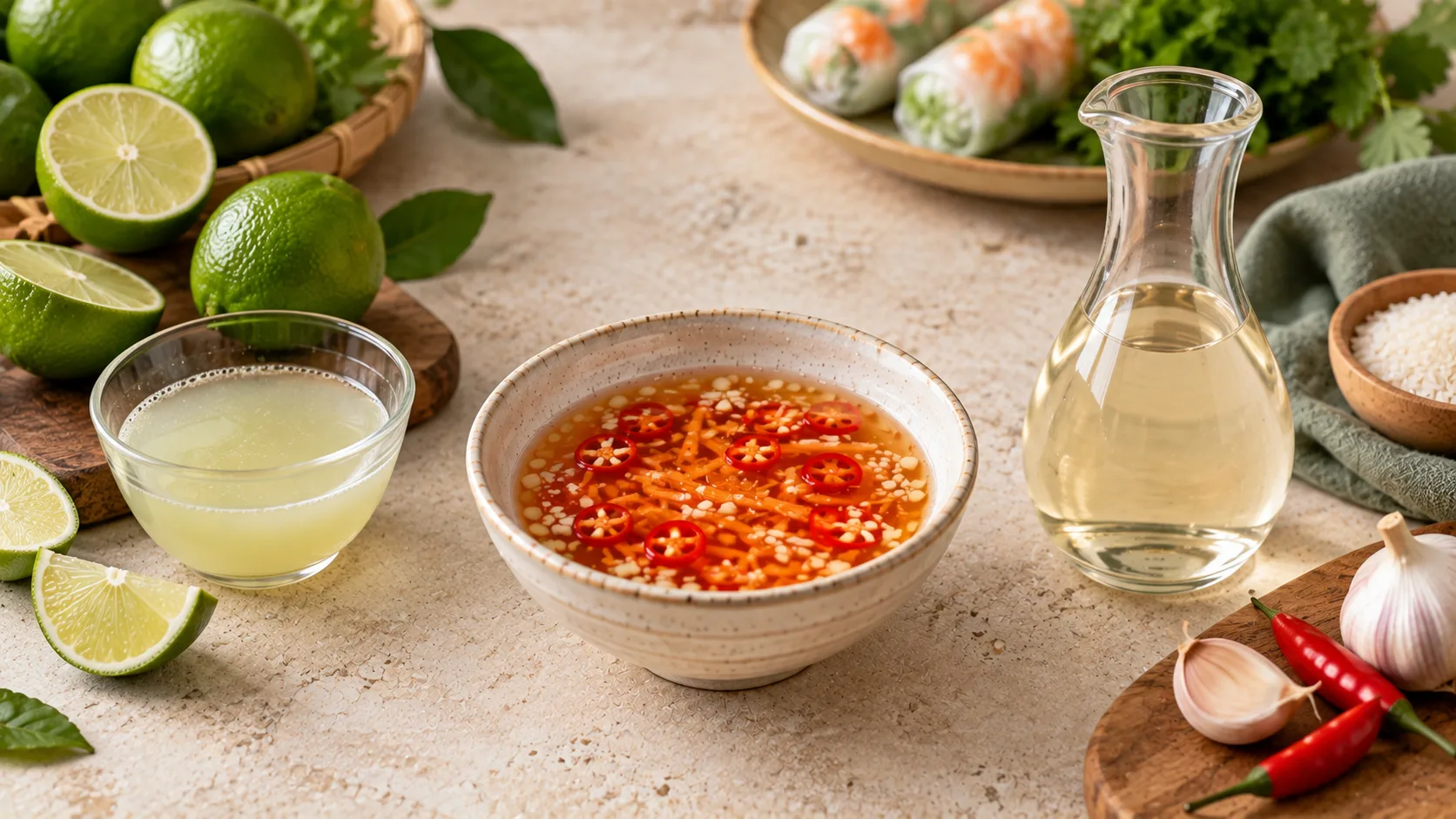 Fresh lime juice and rice vinegar compared as acidic ingredients for Vietnamese nuoc cham