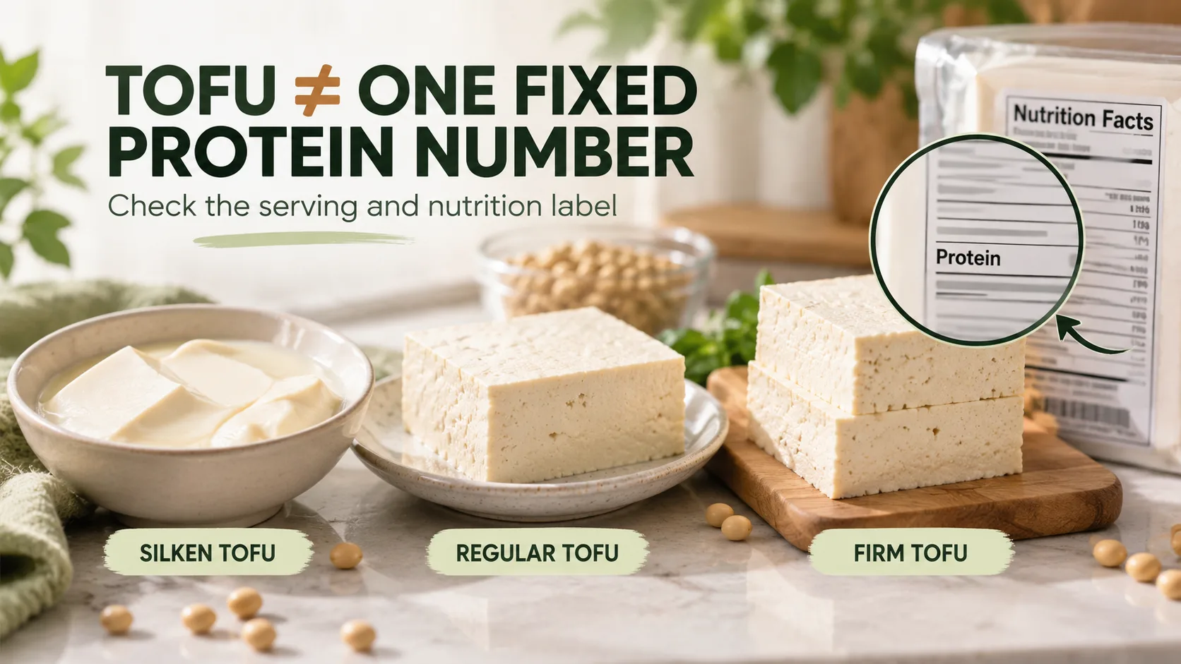 Các loại tofu có thể có hàm lượng protein khác nhau nên cần kiểm tra nhãn dinh dưỡng của từng sản phẩm