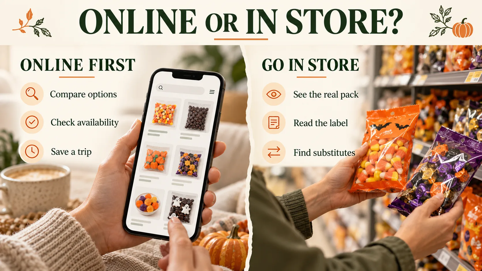 Comparison of online and in-store shopping for Halloween candy in Ho Chi Minh City