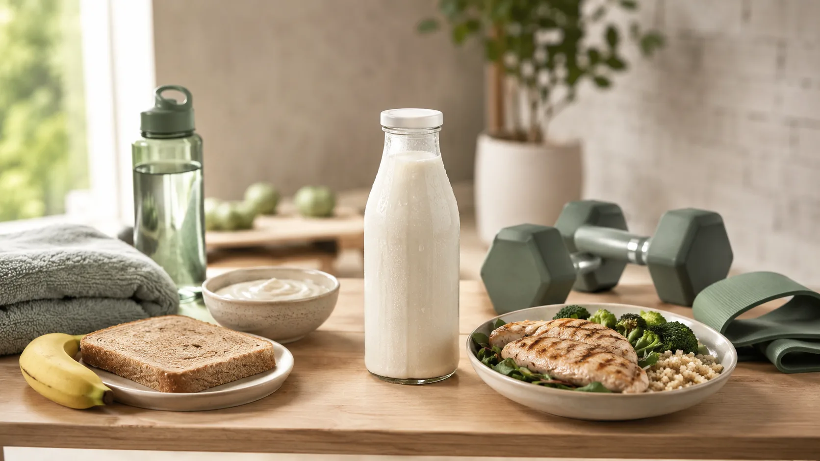Có thể uống sữa protein trước hoặc sau khi tập tùy khẩu phần trong ngày