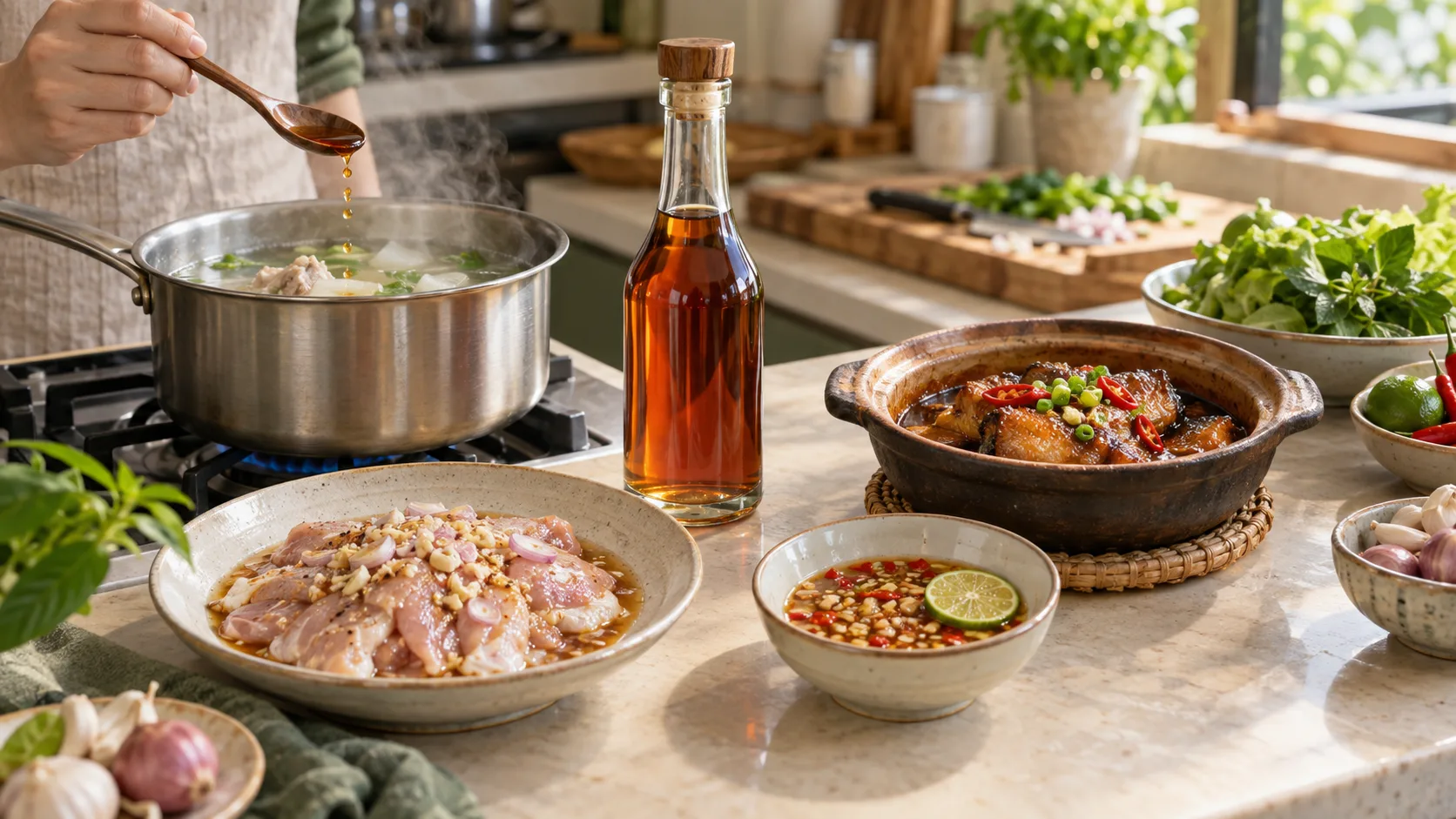 Vietnamese fish sauce used in broth, marinade, braised dishes and dipping sauce