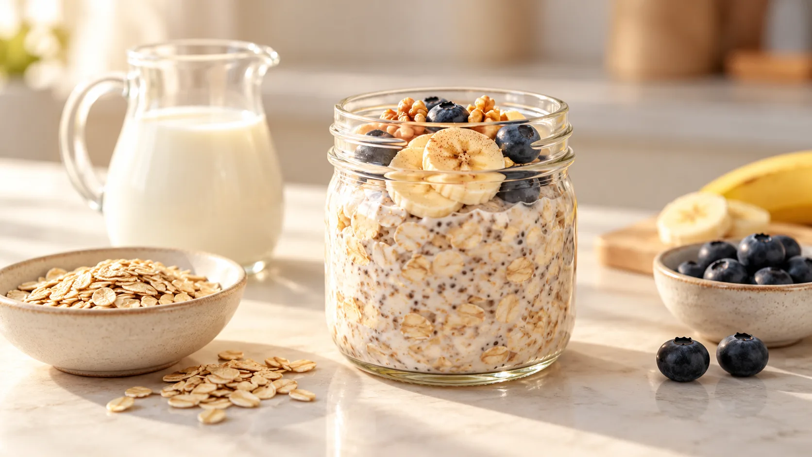 Yến mạch cán dẹt rolled oats dùng để làm overnight oats ngâm qua đêm