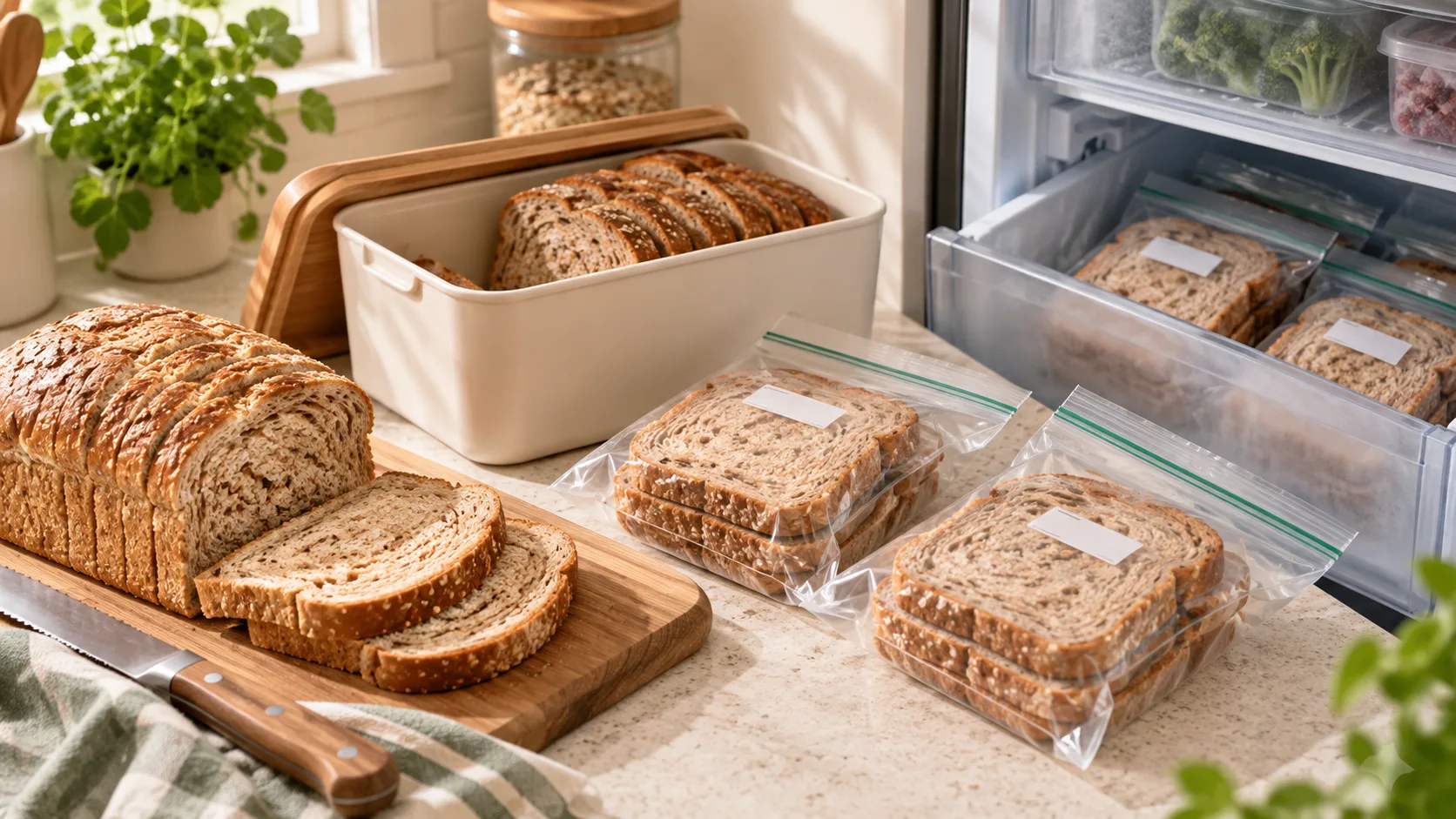 Cách bảo quản bánh mì nguyên cám bằng chia phần và cấp đông