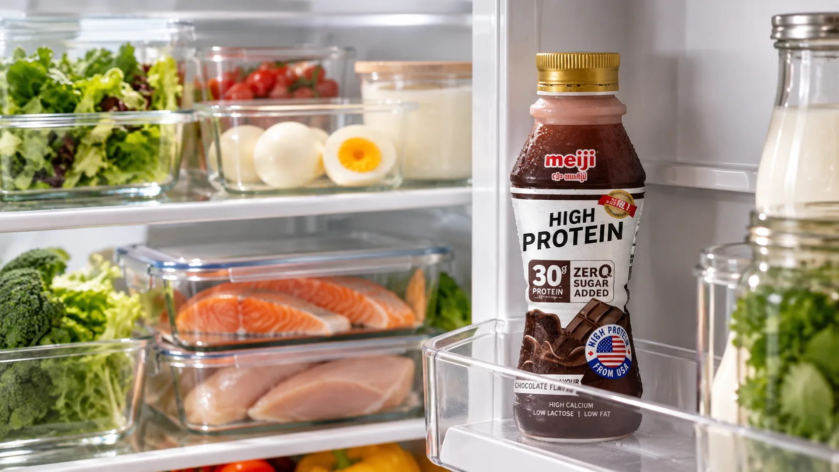 Sữa protein uống liền MEIJI là lựa chọn tiện khi không có thời gian chuẩn bị bữa ăn