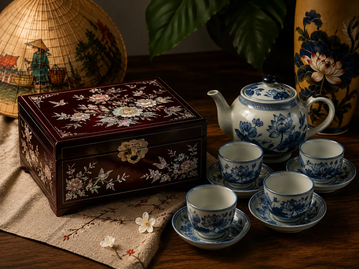 Traditional Vietnamese Ceramic Tea Set