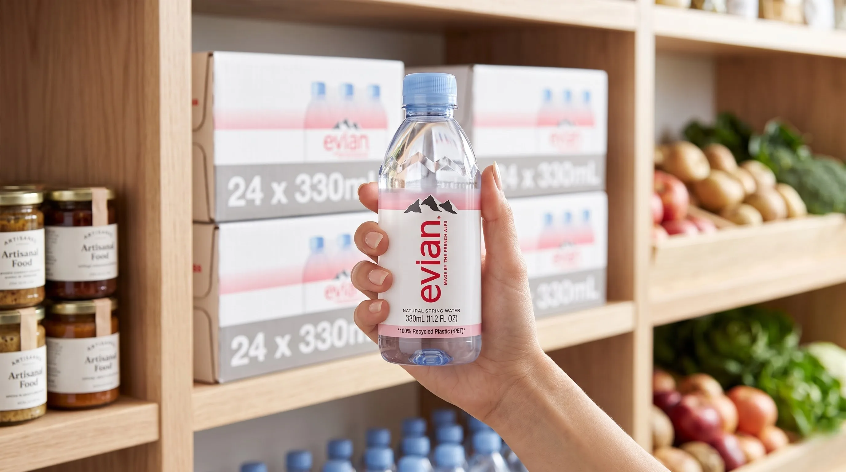 Mua lẻ hoặc nguyên thùng nước khoáng Evian 330ml chính hãng, tiện lợi mang theo đi học và đi làm tại cửa hàng ROOTS.