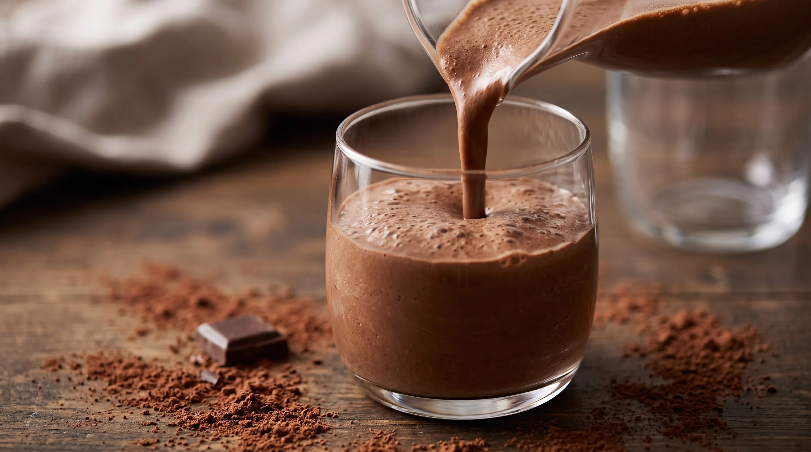 Sinh tố Protein vị Socola H&agrave; Lan Rokeby Farms khi r&oacute;t ra ly