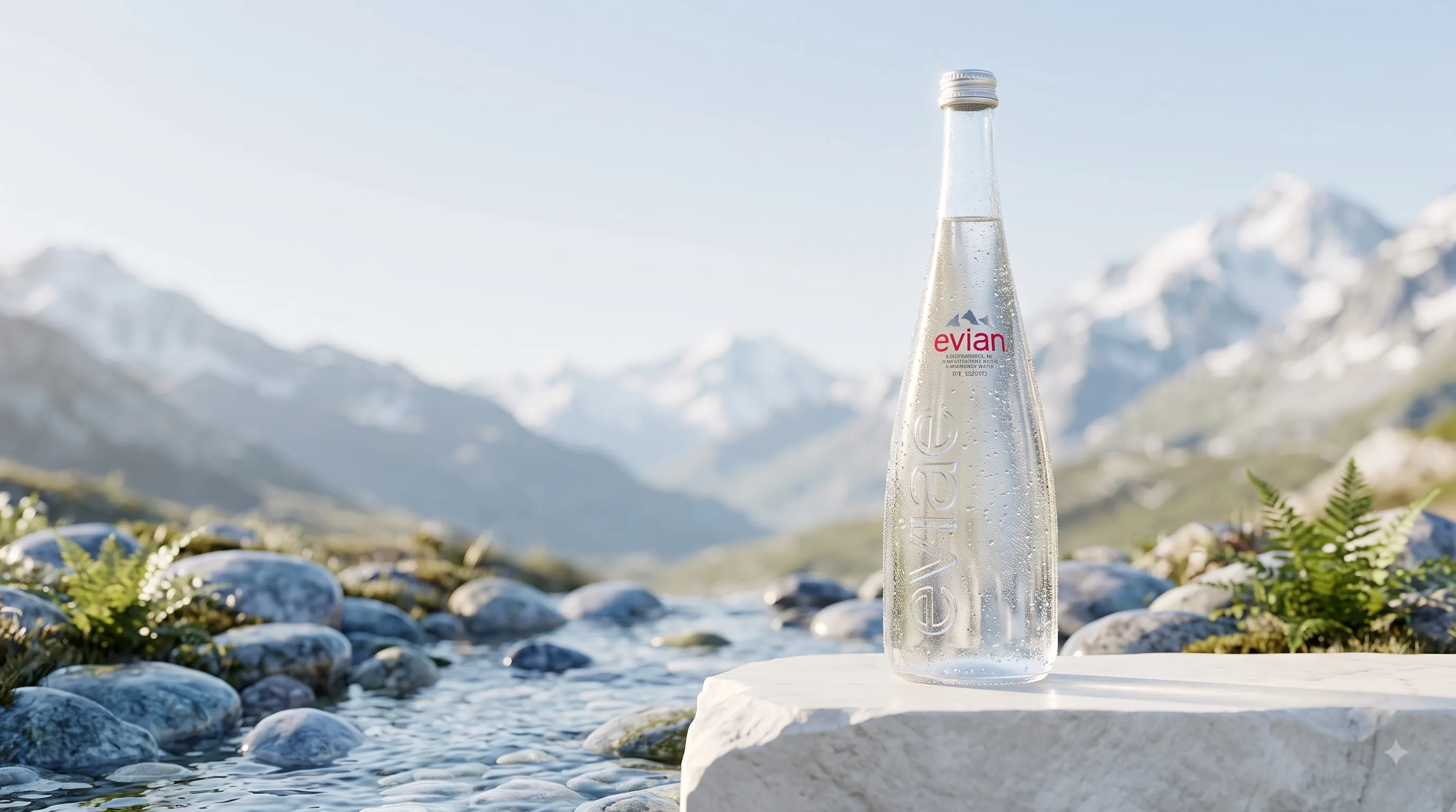 Nước Khoáng Thiên Nhiên Evian chai thủy tinh 75cl