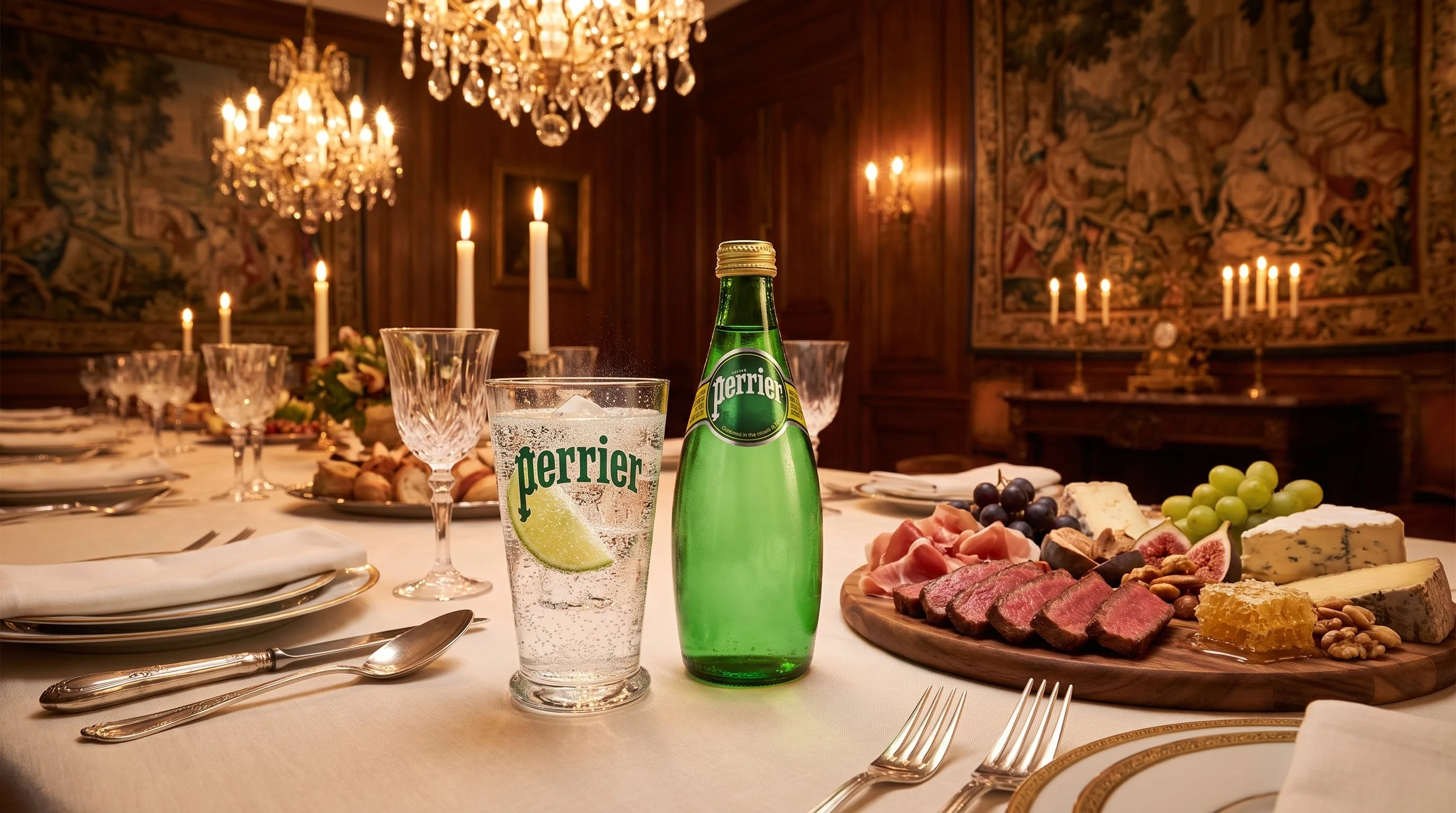 Kết hợp nước khoáng có ga Perrier để làm sạch vị giác khi ăn thịt đỏ