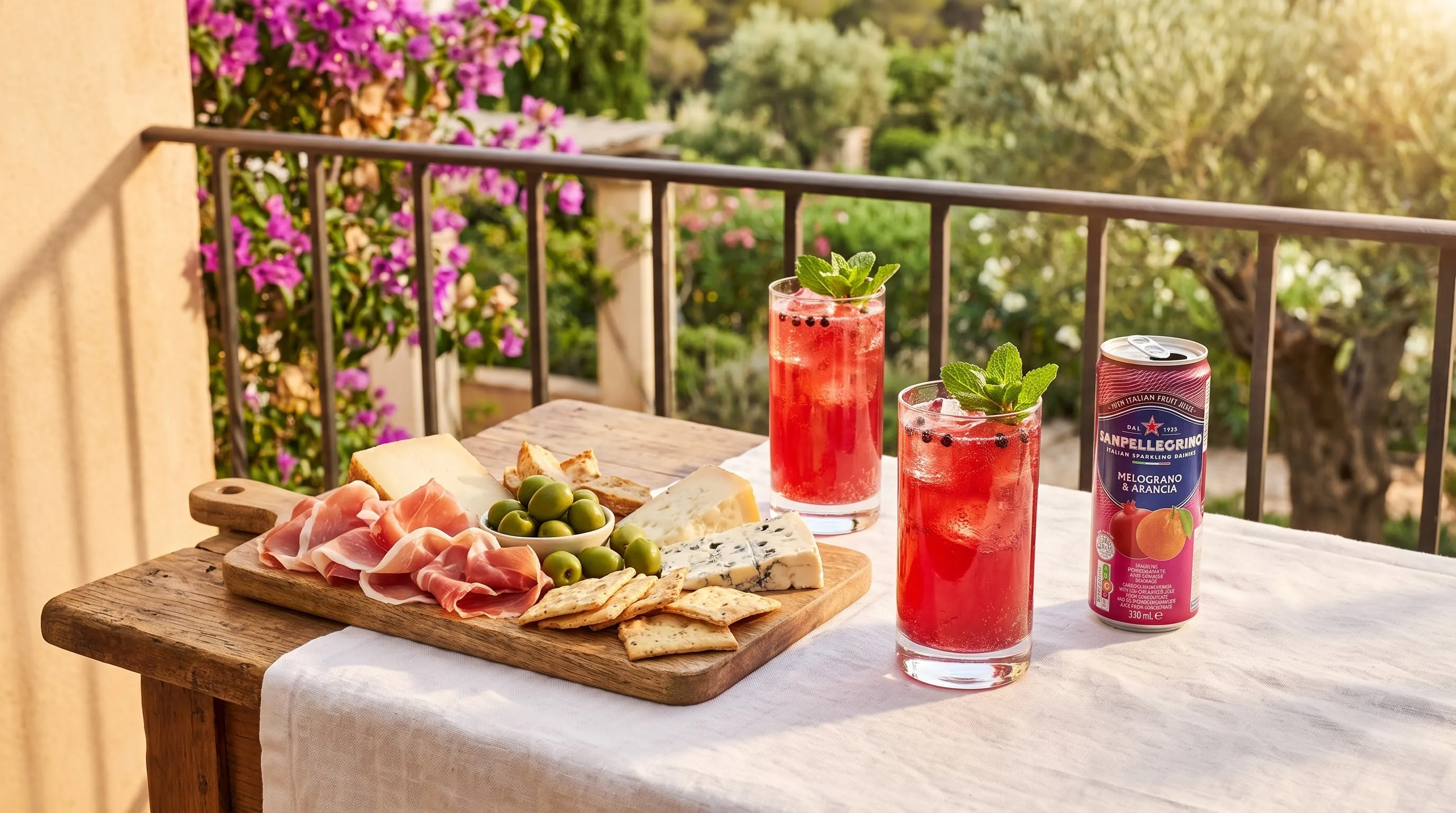 Thưởng thức nước San Pellegrino cam lựu cùng tiệc nhẹ Aperitivo Ý